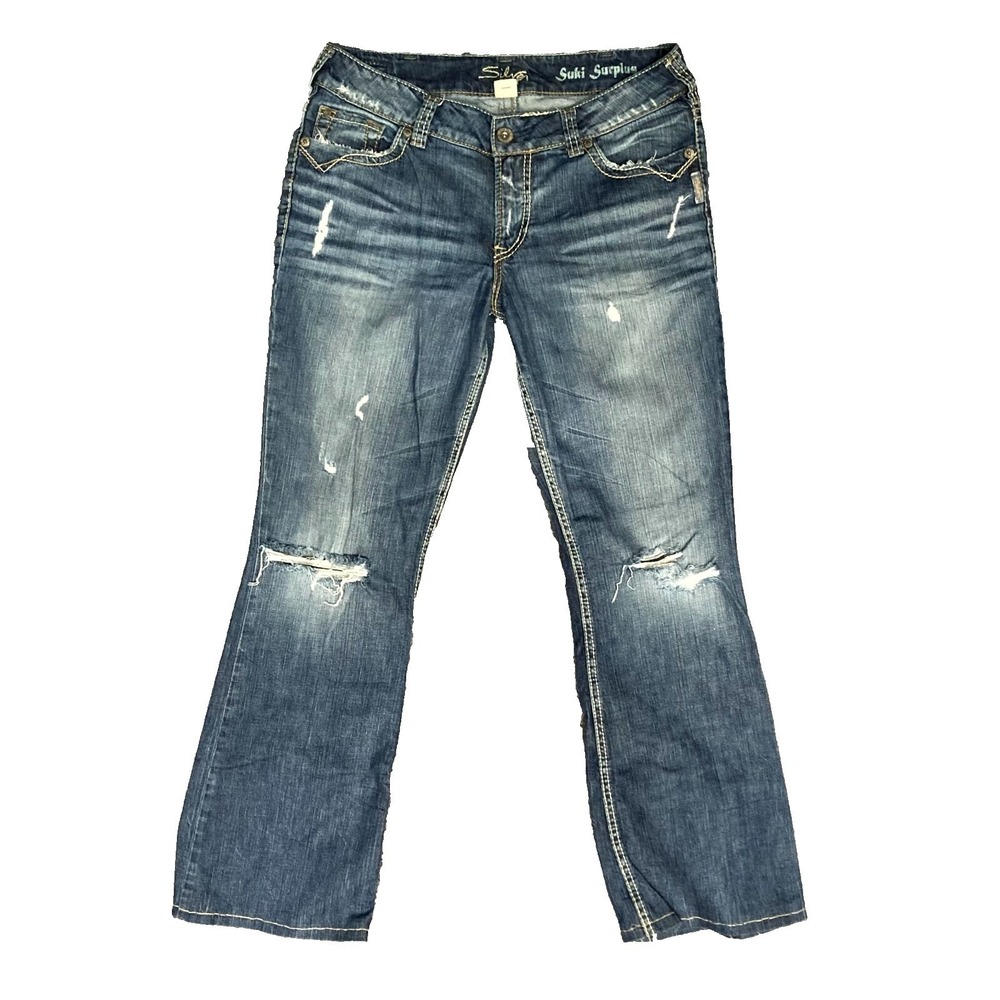 Vtg Silver Suki Surplus Flared Jeans Women 31 Bootcut Stretch Denim Pant 34x30